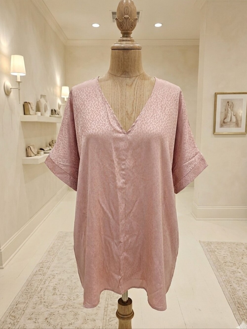 Jodifl Peach Cheetah Print V-Neck Cap Sleeve Top 3X Plus Size